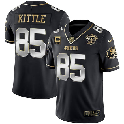 Men's 49ers 75th Anniversary Patch Vapor Gold Jersey Collection - All Stitched 1