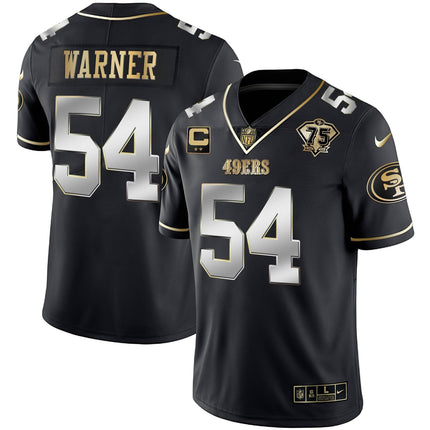 Men's 49ers 75th Anniversary Patch Vapor Gold Jersey Collection - All Stitched 1
