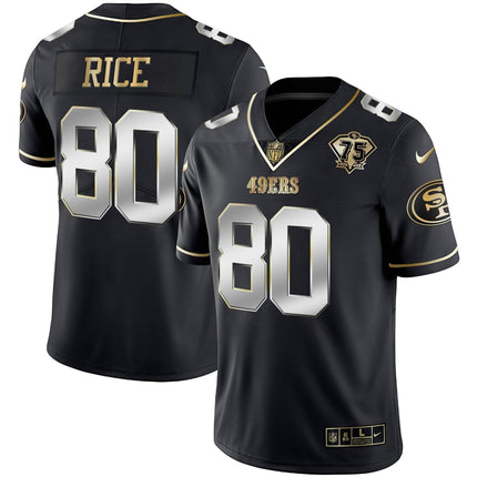 Men's 49ers 75th Anniversary Patch Vapor Gold Jersey Collection - All Stitched 1