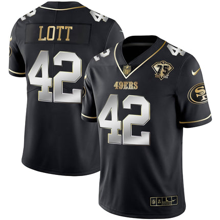 Men's 49ers 75th Anniversary Patch Vapor Gold Jersey Collection - All Stitched 1