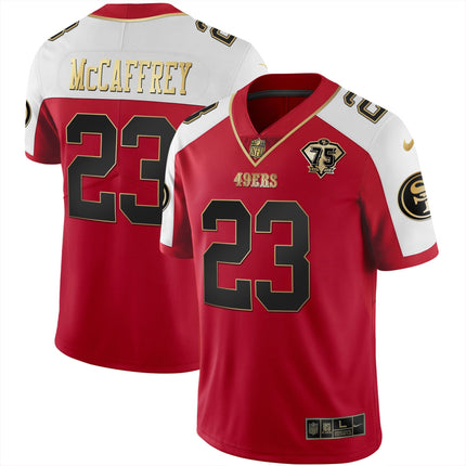 Men's 49ers 75th Anniversary Patch Vapor Gold Jersey Collection - All Stitched 1