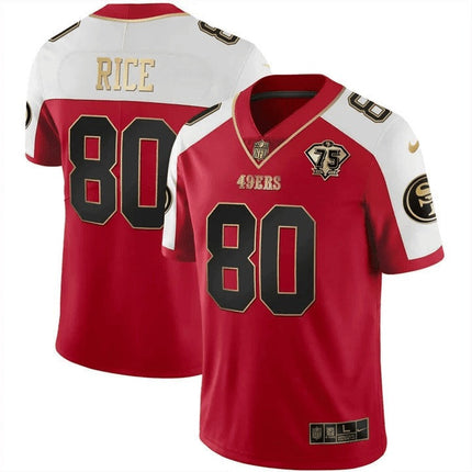 Men's 49ers 75th Anniversary Patch Vapor Gold Jersey Collection - All Stitched 1