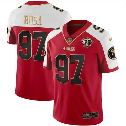 Men's 49ers 75th Anniversary Patch Vapor Gold Jersey Collection - All Stitched 1