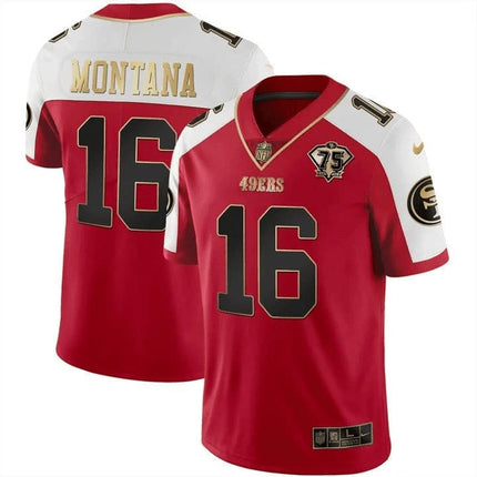 Men's 49ers 75th Anniversary Patch Vapor Gold Jersey Collection - All Stitched 1