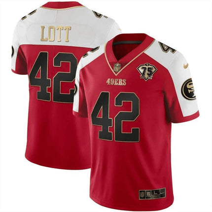 Men's 49ers 75th Anniversary Patch Vapor Gold Jersey Collection - All Stitched 1