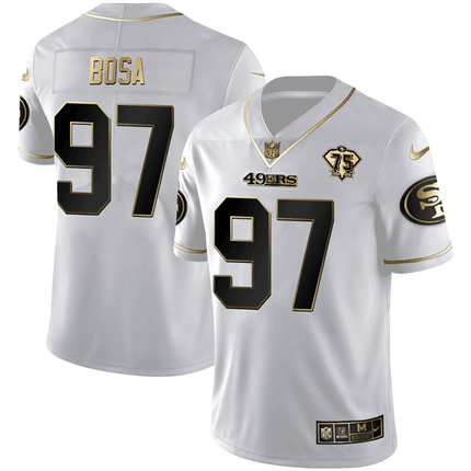 San Francisco 49ers White Gold Vapor Limited Jersey - All Stitched