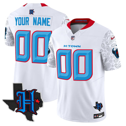 Custom Gender/Name Houston Texans 2024 Texas Patch Vapor Limited Jersey V4 - All Stitched