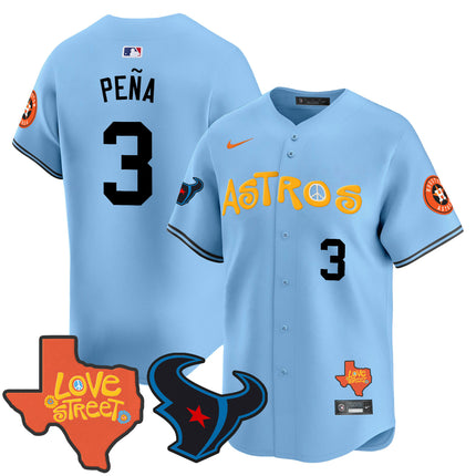 Men's Astros Love Street & Texans Patch Vapor Premier Limited Jersey - All Stitched