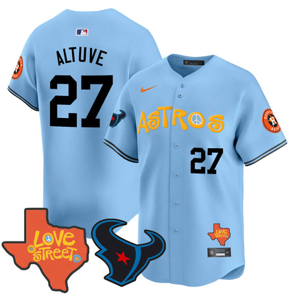 Men's Astros Love Street & Texans Patch Vapor Premier Limited Jersey - All Stitched