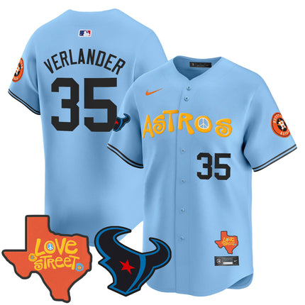 Men's Astros Love Street & Texans Patch Vapor Premier Limited Jersey - All Stitched