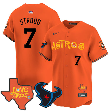 Men's Astros Love Street & Texans Patch Vapor Premier Limited Jersey - All Stitched