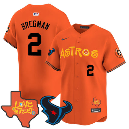 Men's Astros Love Street & Texans Patch Vapor Premier Limited Jersey - All Stitched