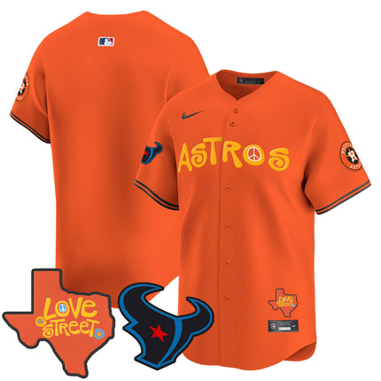 Men's Astros Love Street & Texans Patch Vapor Premier Limited Jersey - All Stitched
