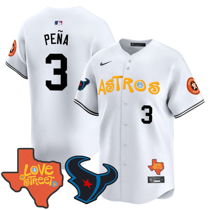 Men's Astros Love Street & Texans Patch Vapor Premier Limited Jersey - All Stitched