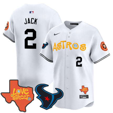 Men's Astros Love Street & Texans Patch Vapor Premier Limited Jersey - All Stitched