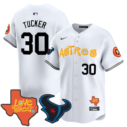 Men's Astros Love Street & Texans Patch Vapor Premier Limited Jersey - All Stitched