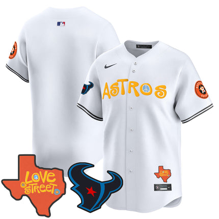 Men's Astros Love Street & Texans Patch Vapor Premier Limited Jersey - All Stitched