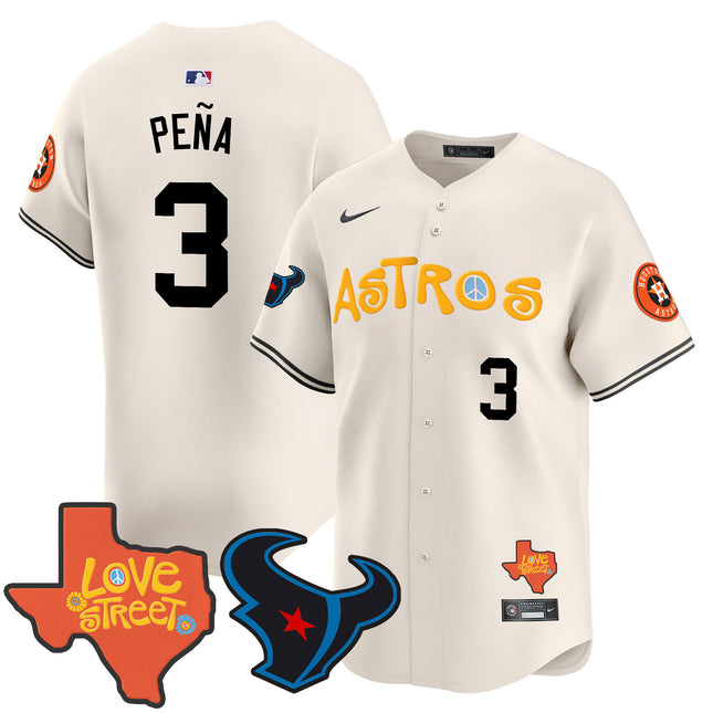 Men's Astros Love Street & Texans Patch Vapor Premier Limited Jersey - All Stitched