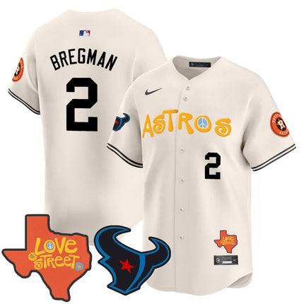 Men's Astros Love Street & Texans Patch Vapor Premier Limited Jersey - All Stitched