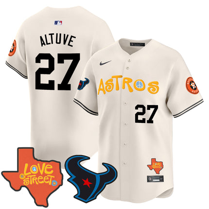 Men's Astros Love Street & Texans Patch Vapor Premier Limited Jersey - All Stitched