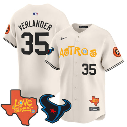 Men's Astros Love Street & Texans Patch Vapor Premier Limited Jersey - All Stitched