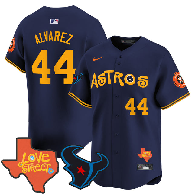 Men's Astros Love Street & Texans Patch Vapor Premier Limited Jersey - All Stitched