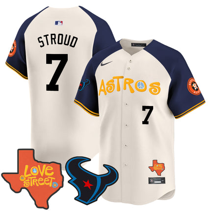 Men's Astros Love Street & Texans Patch Vapor Premier Limited Jersey - All Stitched