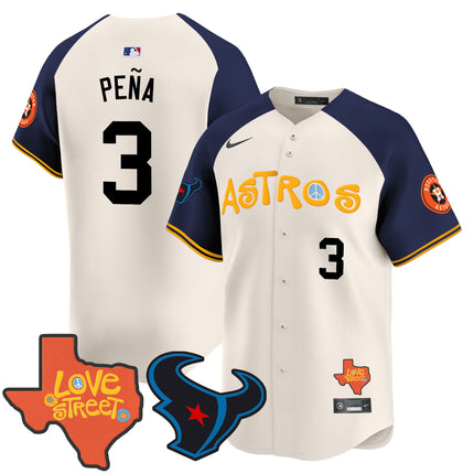 Men's Astros Love Street & Texans Patch Vapor Premier Limited Jersey - All Stitched