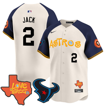 Men's Astros Love Street & Texans Patch Vapor Premier Limited Jersey - All Stitched