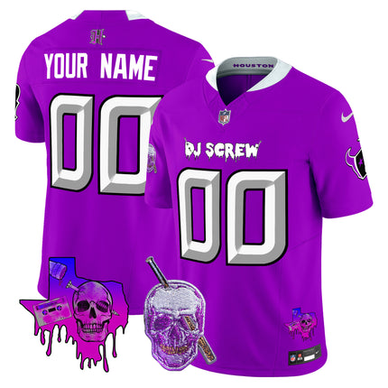 Custom Gender/Name Houston Texans DJ Screw Vapor Limited Jersey - All Stitched