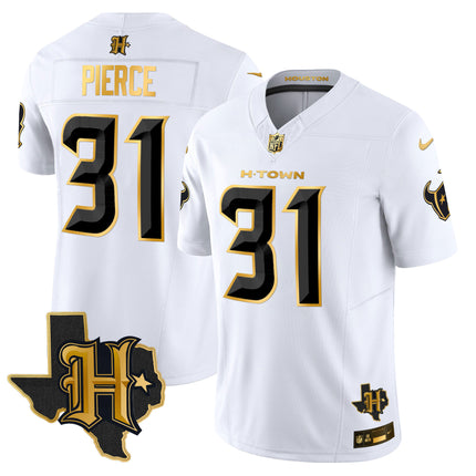Men's Houston Texans 2024 Texas Patch Gold Vapor Limited Jersey - All Stitched