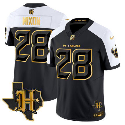Men's Houston Texans 2024 Texas Patch Gold Vapor Limited Jersey - All Stitched