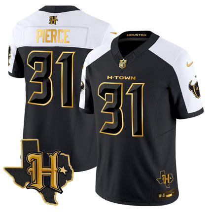 Men's Houston Texans 2024 Texas Patch Gold Vapor Limited Jersey - All Stitched