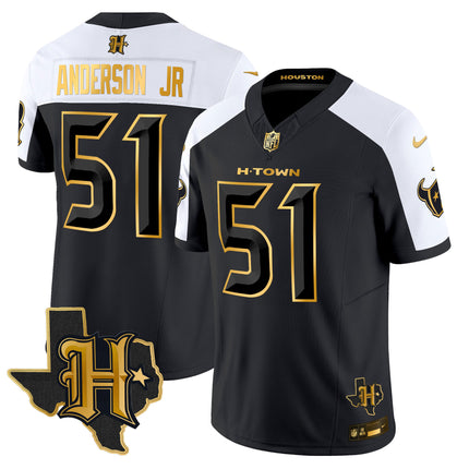 Men's Houston Texans 2024 Texas Patch Gold Vapor Limited Jersey - All Stitched