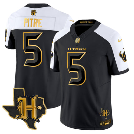 Men's Houston Texans 2024 Texas Patch Gold Vapor Limited Jersey - All Stitched