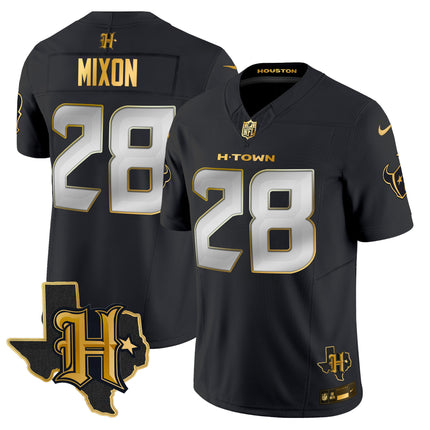Men's Houston Texans 2024 Texas Patch Gold Vapor Limited Jersey - All Stitched