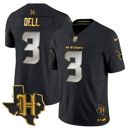 Men's Houston Texans 2024 Texas Patch Gold Vapor Limited Jersey - All Stitched