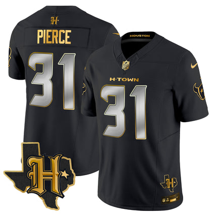 Men's Houston Texans 2024 Texas Patch Gold Vapor Limited Jersey - All Stitched