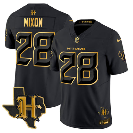 Men's Houston Texans 2024 Texas Patch Gold Vapor Limited Jersey - All Stitched