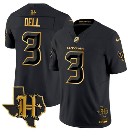 Men's Houston Texans 2024 Texas Patch Gold Vapor Limited Jersey - All Stitched
