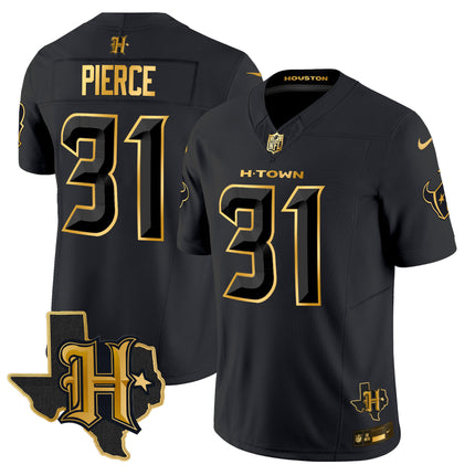 Men's Houston Texans 2024 Texas Patch Gold Vapor Limited Jersey - All Stitched