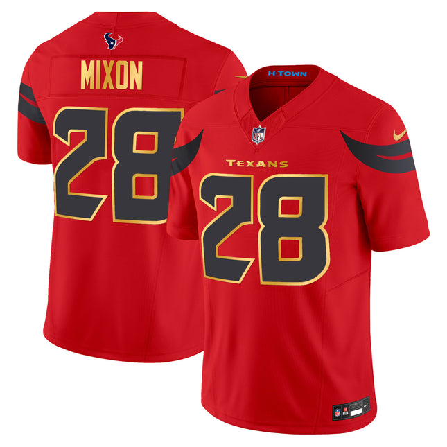 Men's Houston Texans 2024 Gold Trim Vapor Limited Jersey - All Stitched