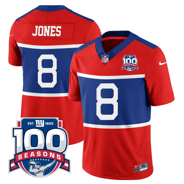 Men's New York Giants "Century Red' 100TH Season Commemorative Jersey TLA - All Stitched