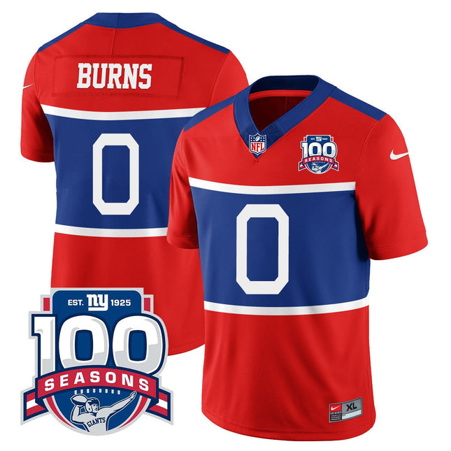 Men's New York Giants "Century Red' 100TH Season Commemorative Jersey TLA - All Stitched