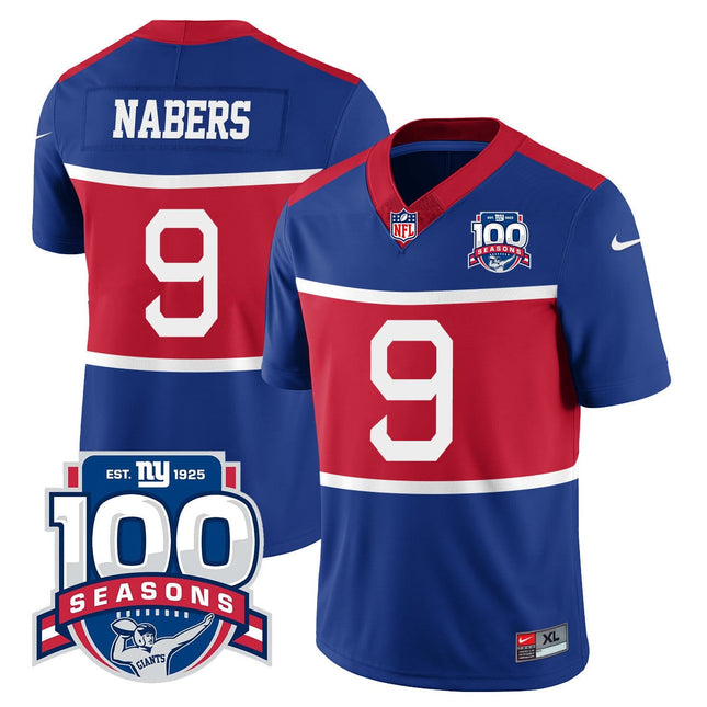 Men's New York Giants "Century Red' 100TH Season Commemorative Jersey TLA - All Stitched