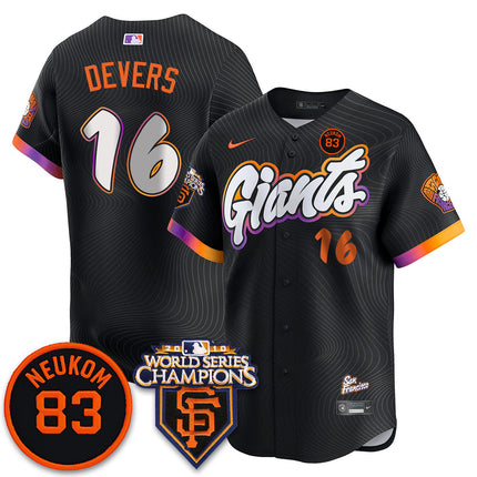 Men's Giants Bill Neukom Memories Jersey - 2010 World Series Champions - All Stitched