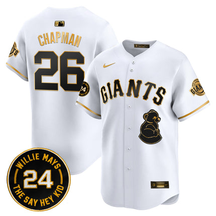 Men's San Francisco Giants 2024 Willie Mays Patch Vapor Premier Limited Jersey V4 - All Stitched