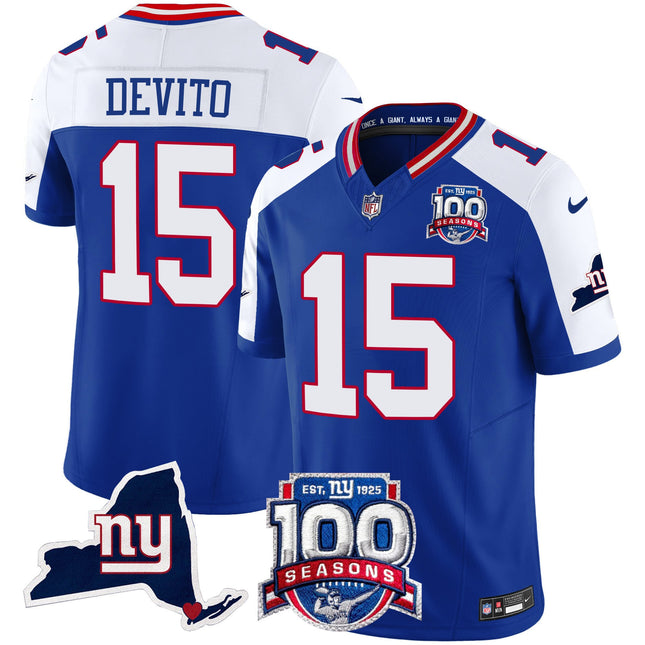 Women's New York Giants 100th Season & State Patch Vapor Limited Jersey - All Stitched