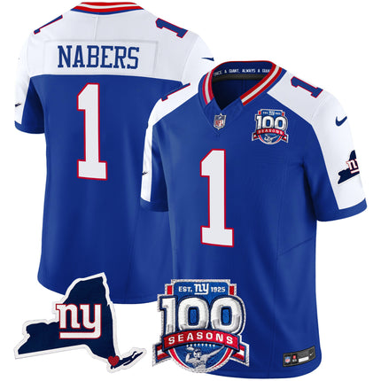 Women's New York Giants 100th Season & State Patch Vapor Limited Jersey - All Stitched