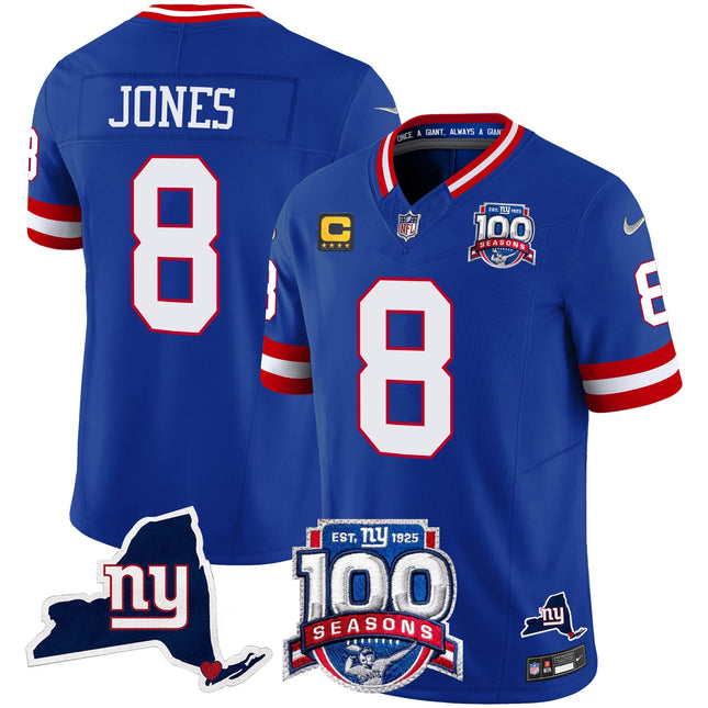 Women's New York Giants 100th Season & State Patch Vapor Limited Jersey - All Stitched